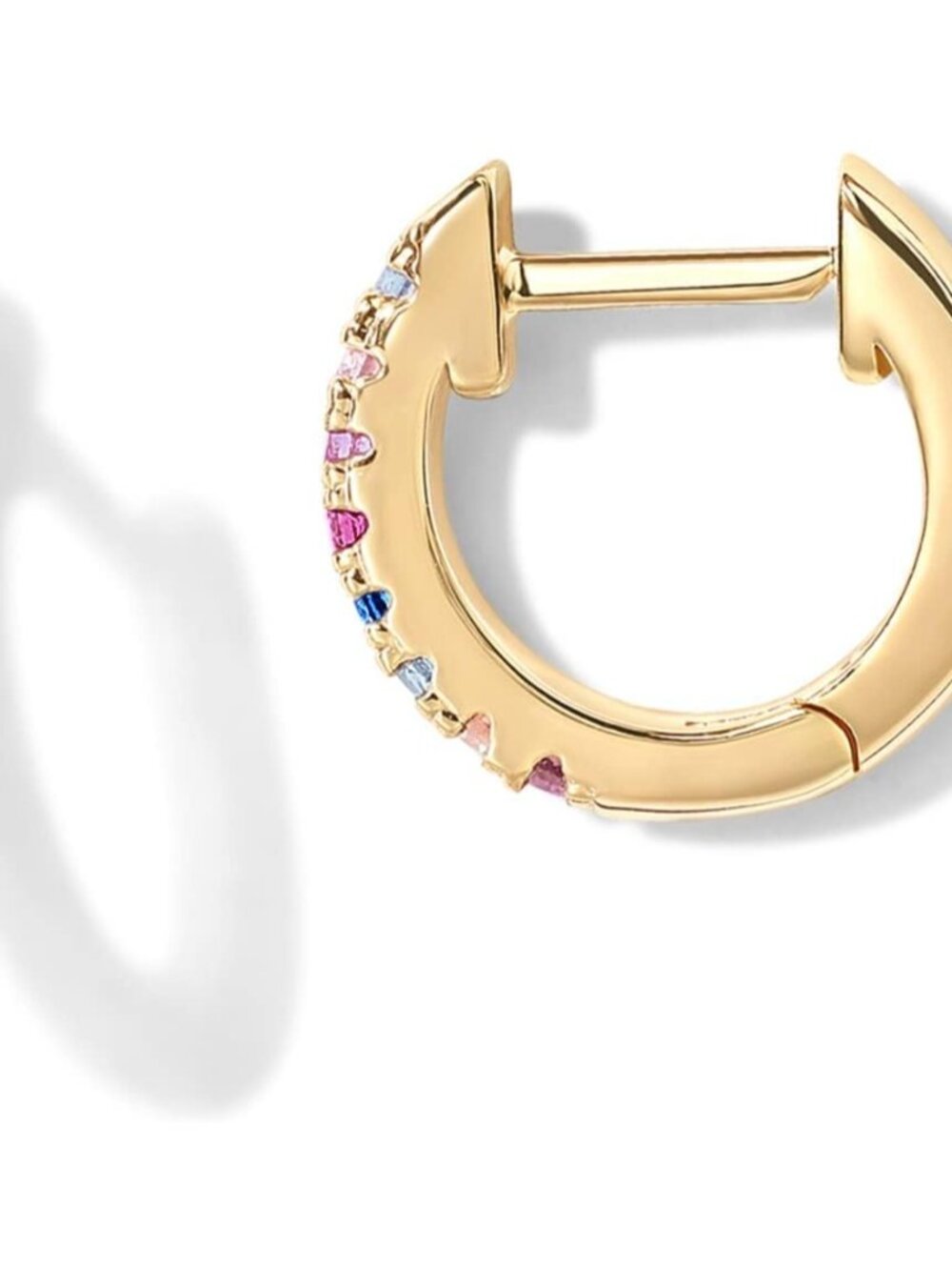 14K Gold Plated 925 Sterling Silver Post Huggies | Cubic Zirconia Huggie Earring